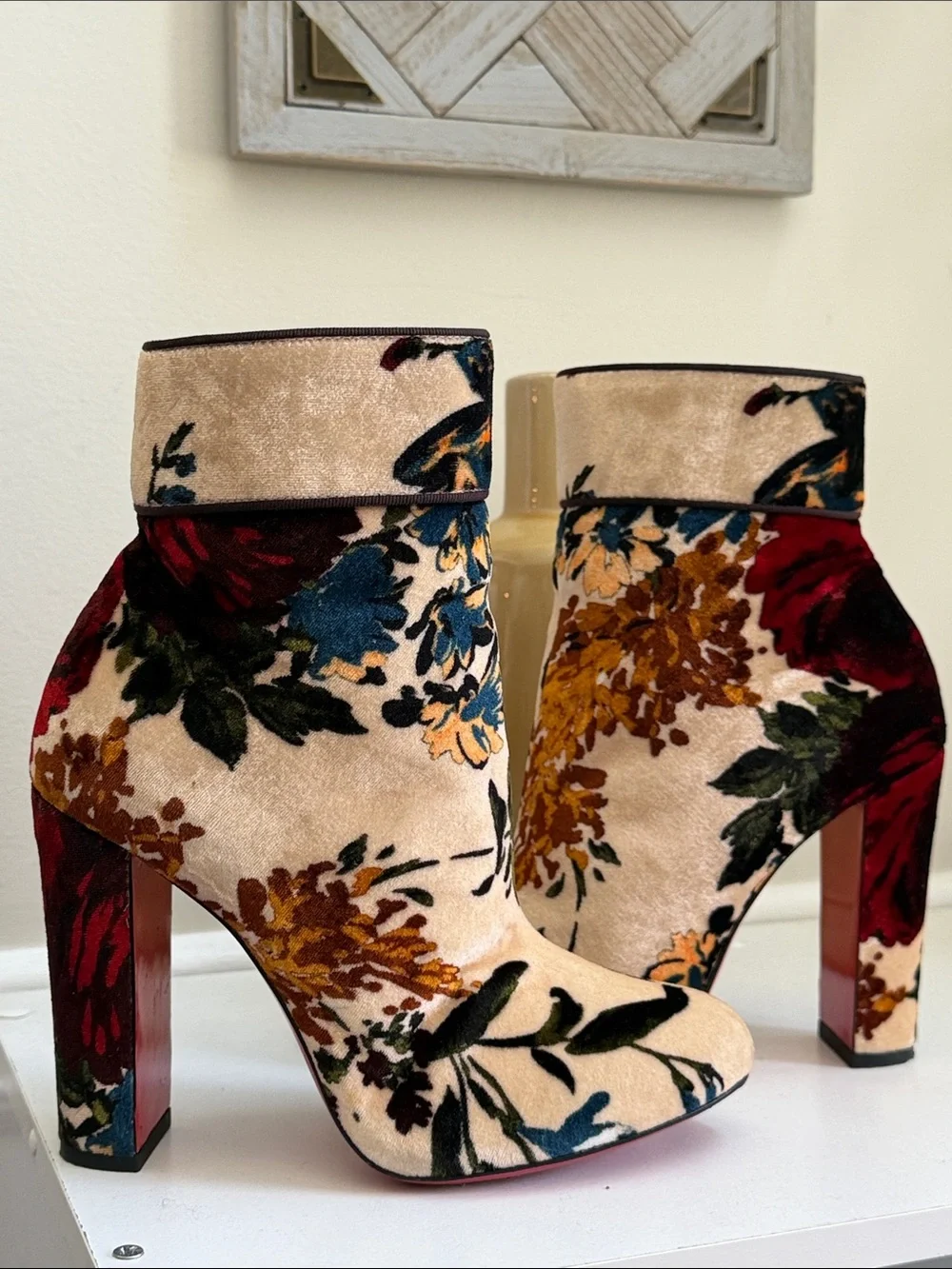 Christian Louboutin Veau Velour Moulamax  Boots Size 37.5/7.5US